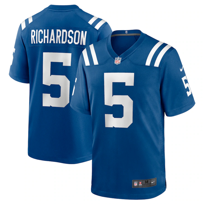 Men's Indianapolis Colts #5 Anthony Richardson Blue Stitched Game Jersey
